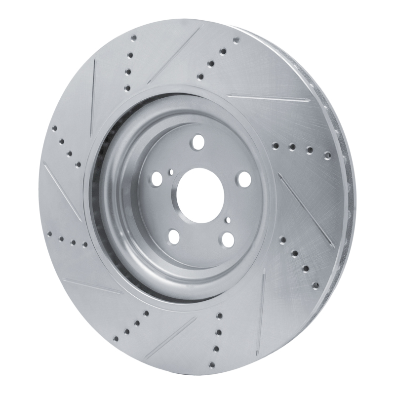 Lexus LS460 Brake Rotor (1) - Right Front - R1 Concepts - Drilled & Slotted - Silver - `10-`17